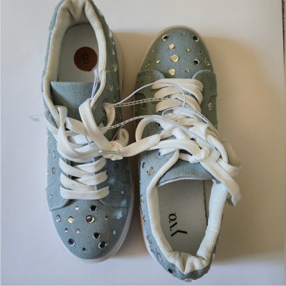 Blue denim Sneakers with Sparkle Accents - Picture 5 of 11